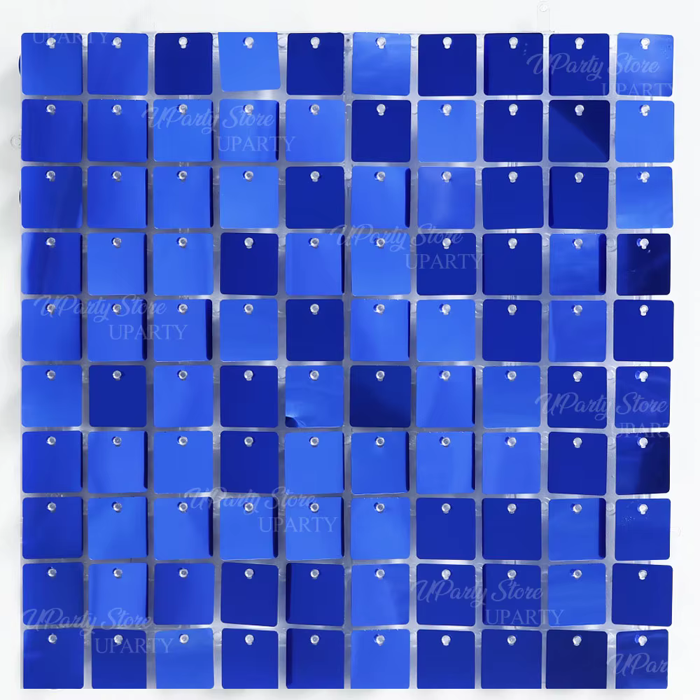 Panneaux muraux scintillants bleu roi 24-12 pièces, panneaux de fond à sequins bleus ronds et carrés