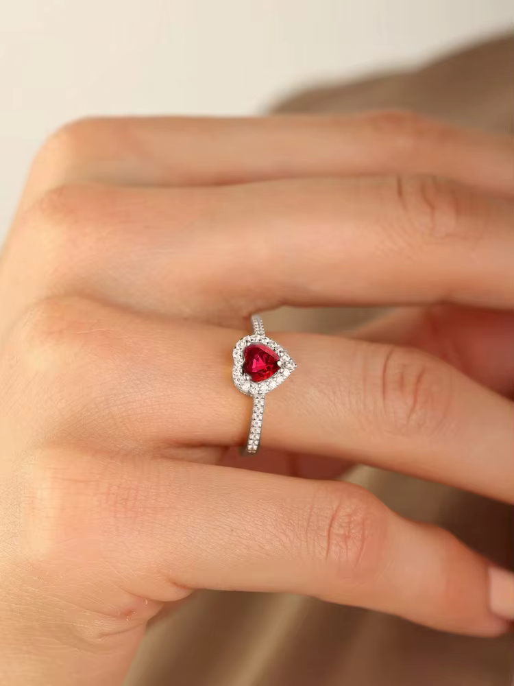 Bague en argent Sterling 925 en Zircon pour femmes, romantique, cœur d'amour, fiançailles, mariage,