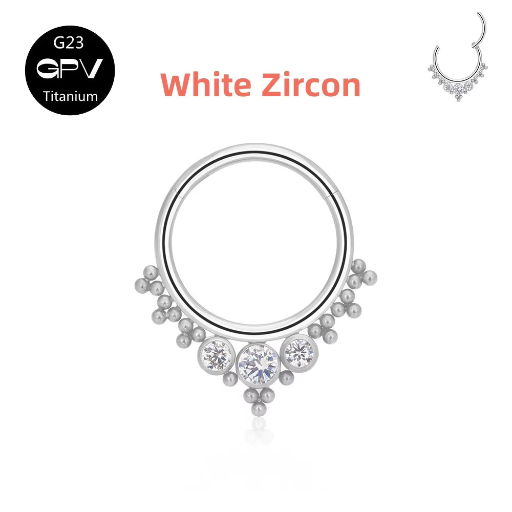 Bijoux de perçage corporel G23 en titane incrusté de Zircon exquis et opale soudés, petite boule déc