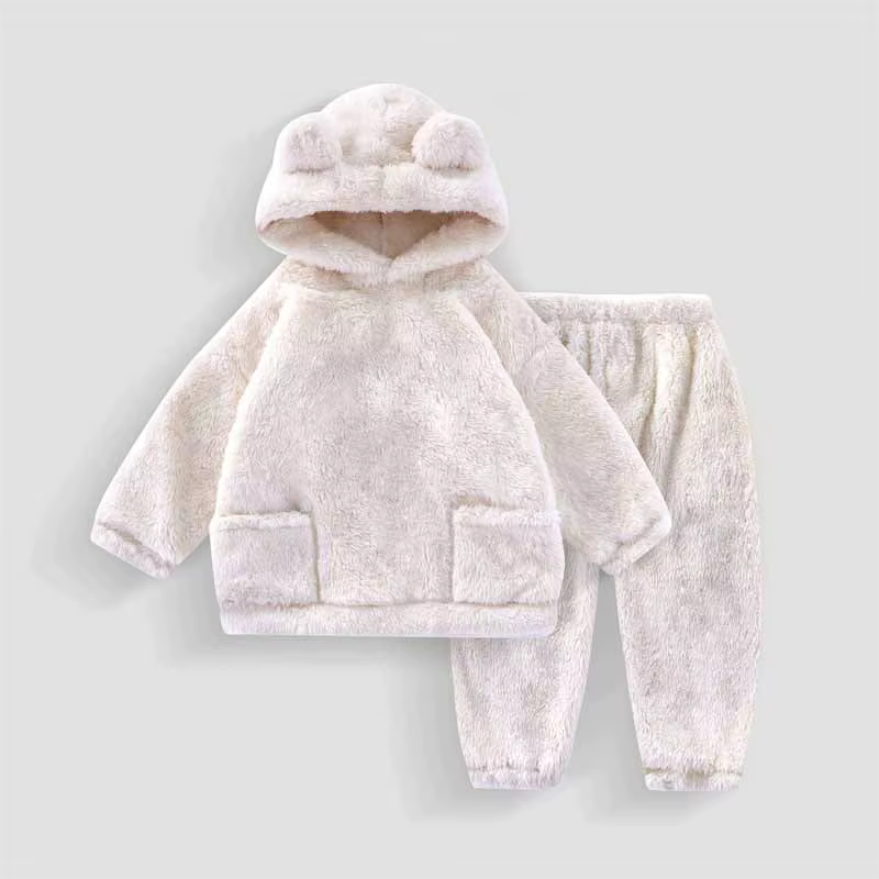 Ensemble pyjama en molleton pour garçons et filles, 2 pièces, haut à manches longues et pantalon, te