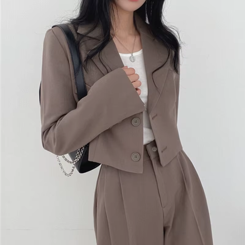 Ensemble 2 pièces pour femme : Blazer et pantalon droit, col rabattu, simple boutonnage, tenue de bu
