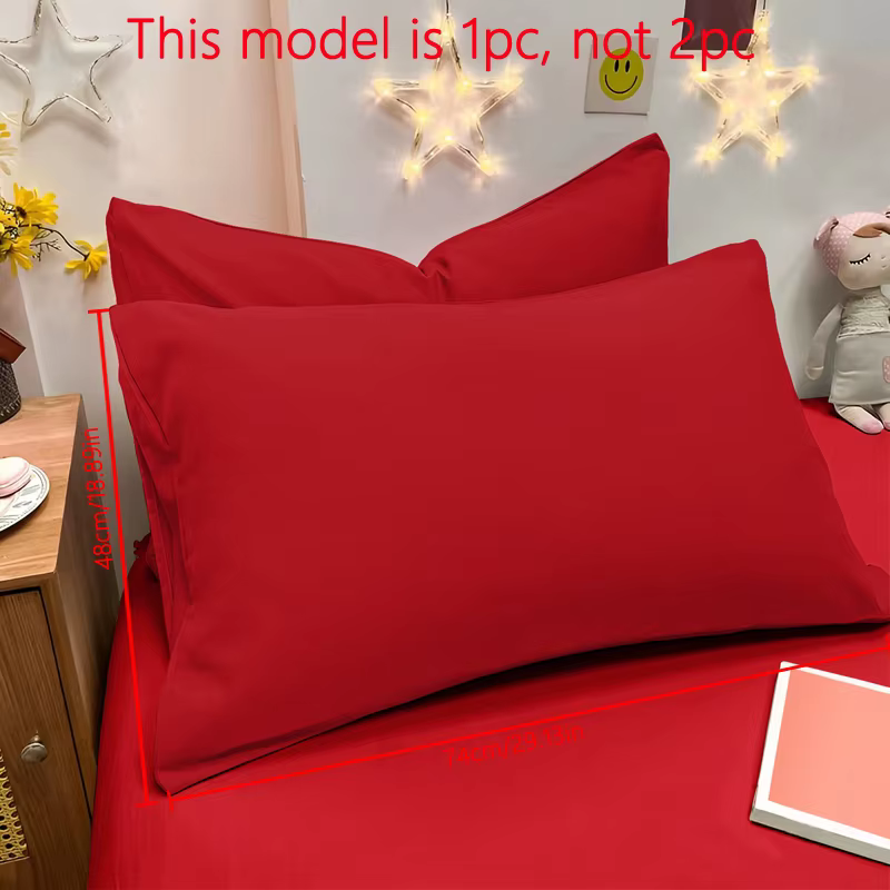 1 taie d'oreiller mate de couleur unie, taie d'oreiller douce à poche scellée pour chambre à coucher