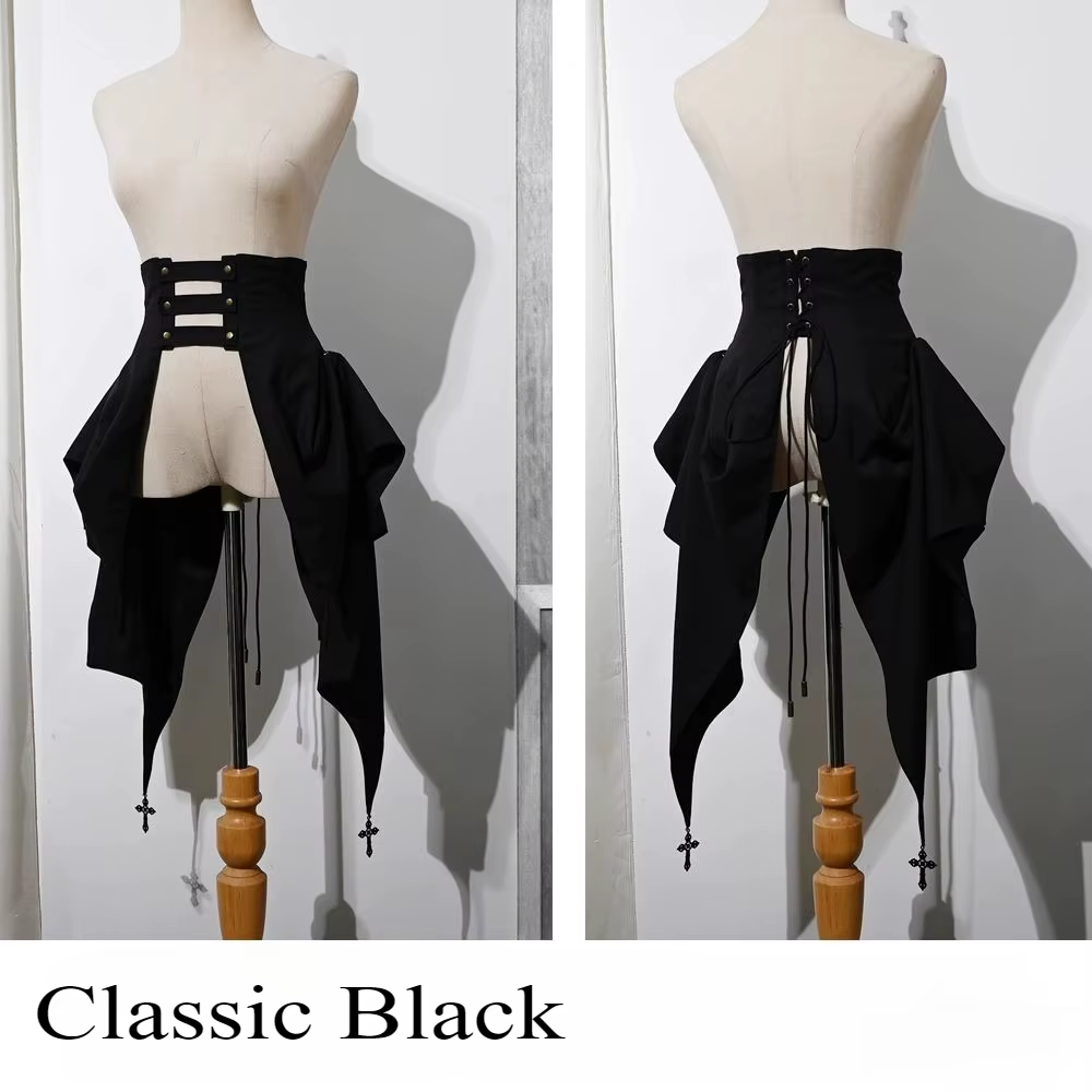 Corset gothique Punk Vintage noir avec jupe détachable à lacets, Costume de Pirate Steampunk, mode g
