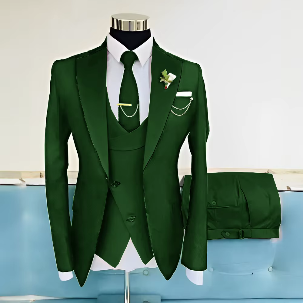 Costume bleu Royal pour hommes, robe de mariée, smoking, ensemble 3 pièces, veste, pantalon, gilet,