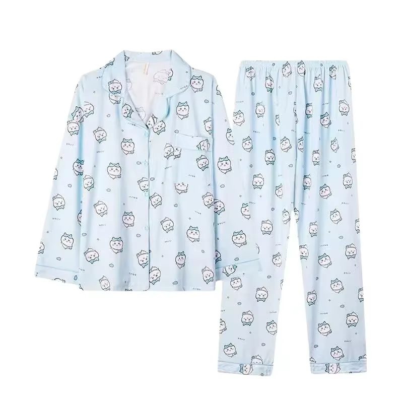 Pyjama yiji Hachiware USAGI ちいかわ pour femme, ensemble pantalon à manches longues, printemps, automne