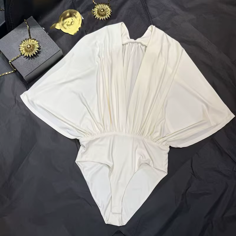 Body femme été 2026, nouvelle collection, manches chauve-souris, coupe ample, sexy, col en V, sans m