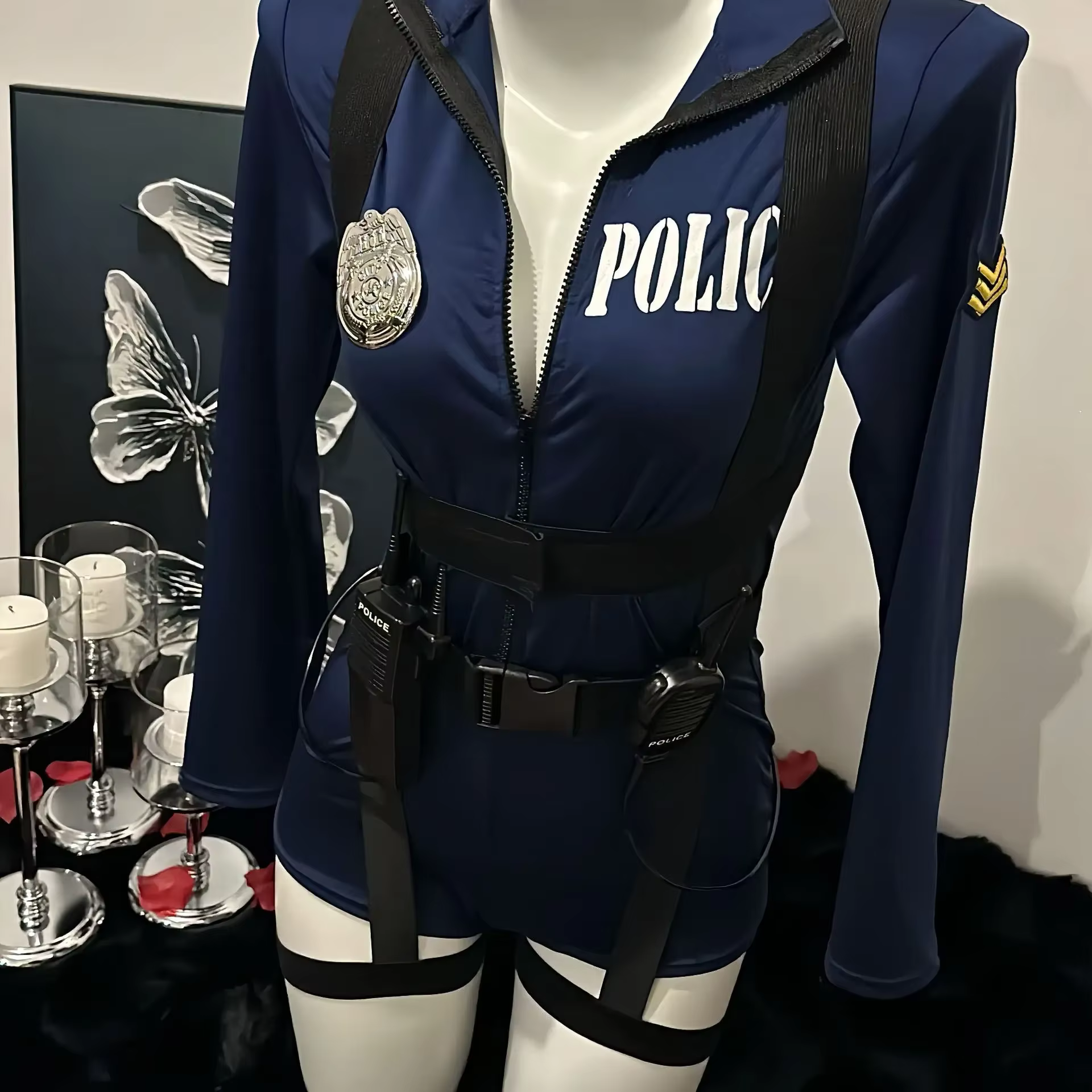 Halloween Sexy flic Cosplay érotique Lingerie policière Costume uniforme de Police femmes combinaiso