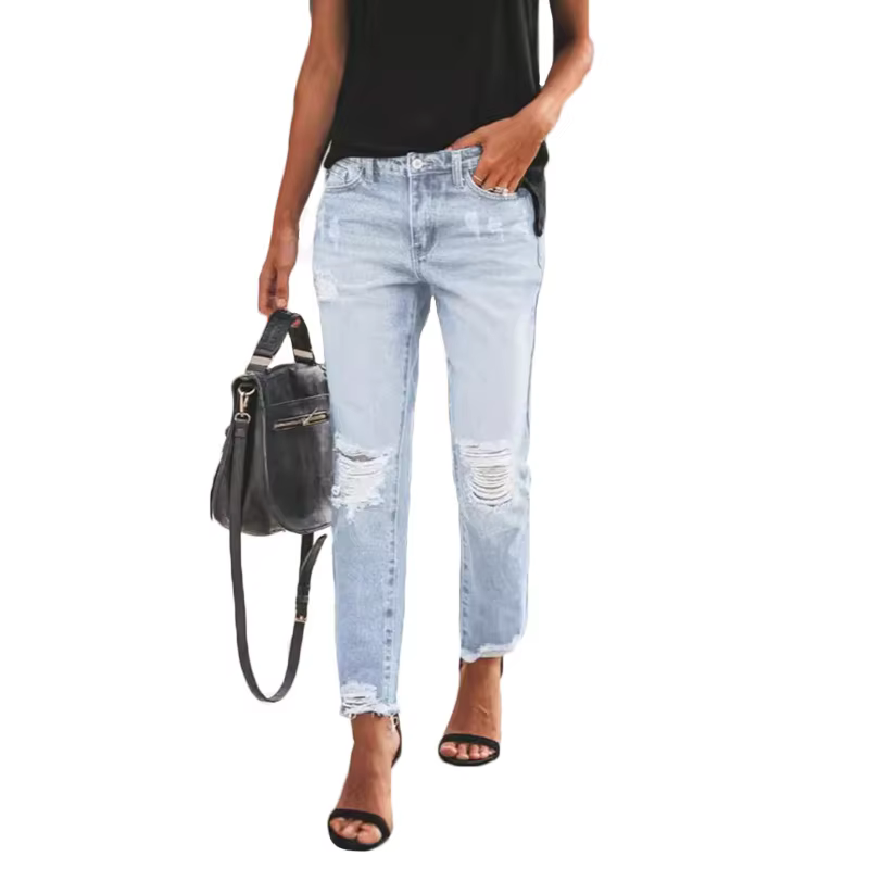 Nouveau jean Slim femme mode pantalon en Denim déchiré décontracté printemps automne bureau dame pan
