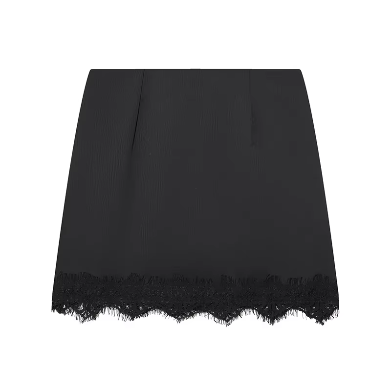 Femmes Mini jupe en dentelle Sexy a-ligne plissée taille haute jupe pour les femmes printemps été no