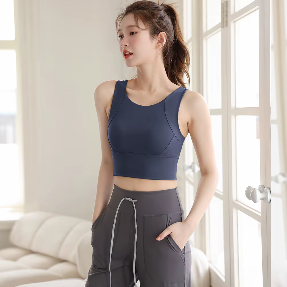 Soutien-gorge de sport en Nylon pour femmes, Sexy, coussinet de poitrine fixe, Anti-affaissement, re