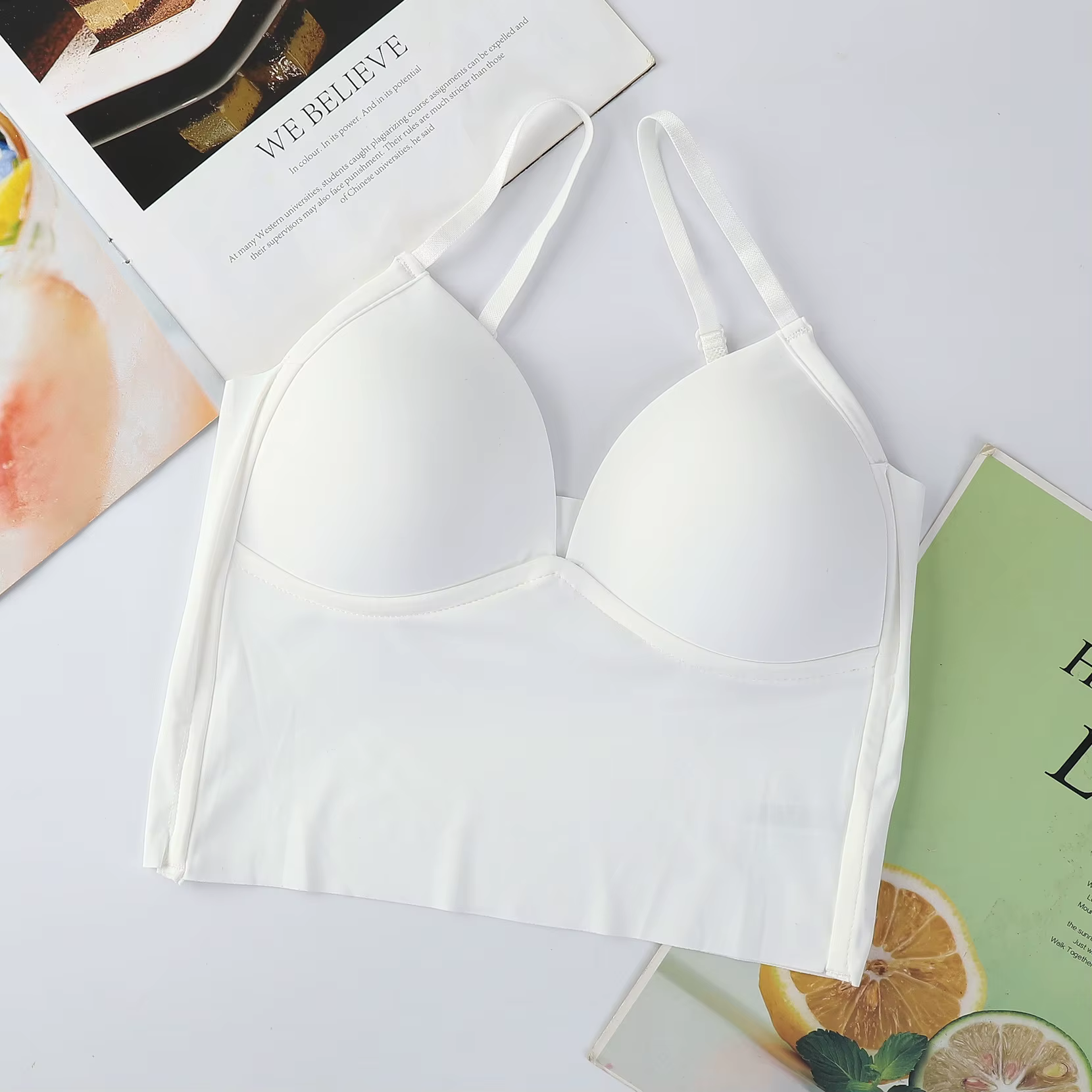 Soutien-gorge débardeur beauté dos fronde gilet fille chaude froncé soutien supérieur tasse fixe ave