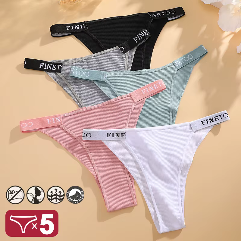5 pièces/ensemble Lingerie Sexy femmes coton culottes Finetoo lettre taille basse femme slips sous-v