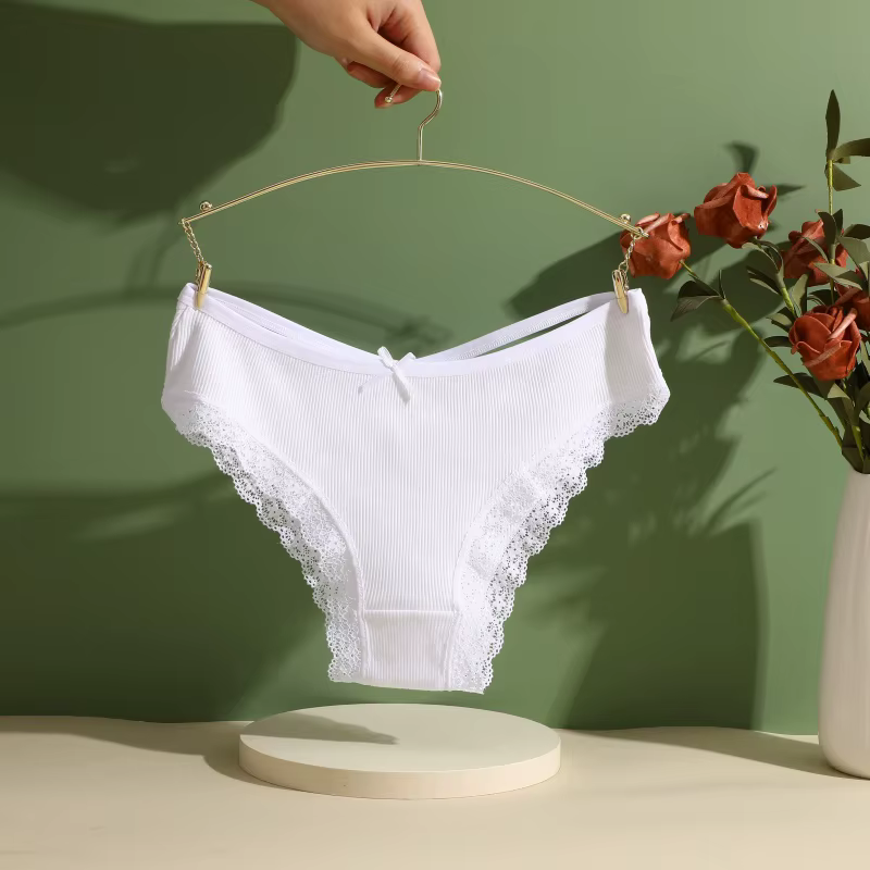 Culotte en coton pour femmes, taille basse, Sexy, dentelle, slip brésilien, sangle croisée, ajouré,