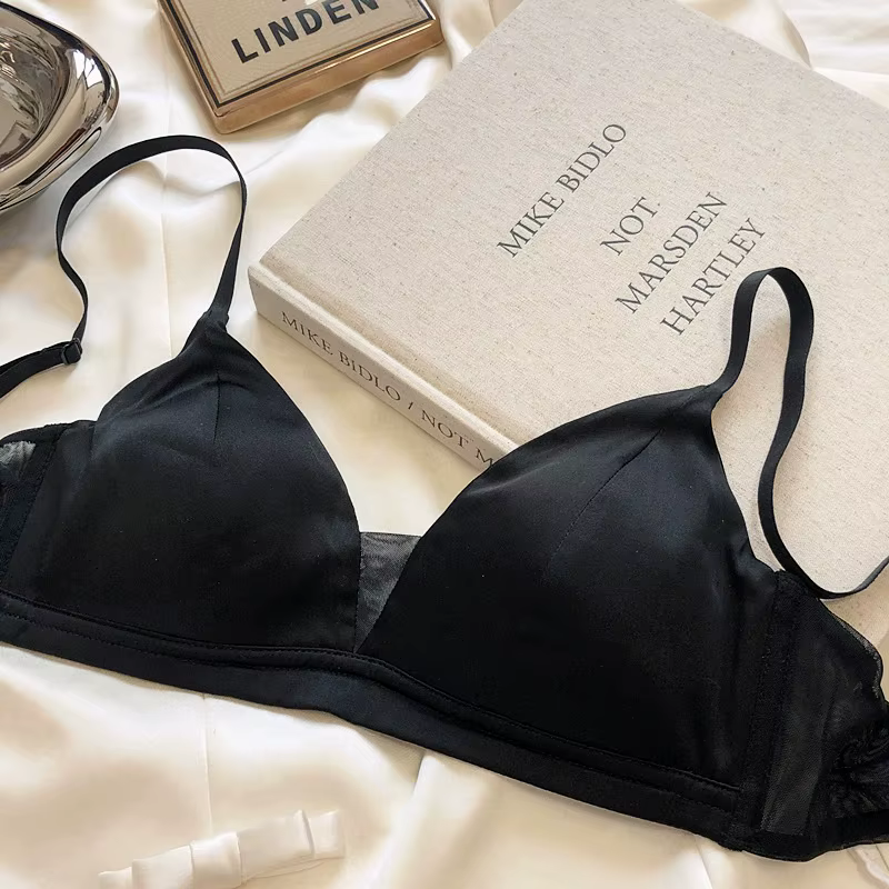 Soutien-gorge Simple en soie de mûrier, sans anneau en acier, bonnet triangulaire, fin, grand, respi
