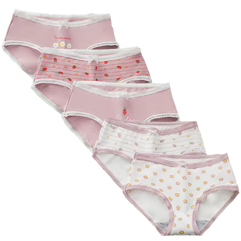 5 pièces/ensemble adolescents sous-vêtements pour fille coton adolescentes slips doux adolescente cu