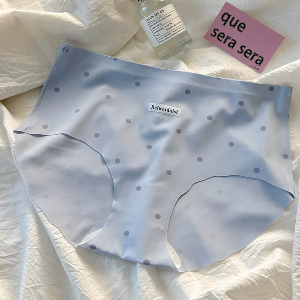 Culottes Douces en Soie Glacée à Pois Taille Moyenne pour Femme – Sous-vêtements Confortables et San