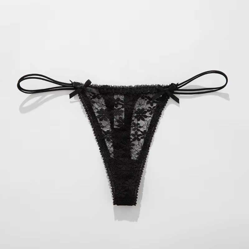 Culottes pour femmes, sous-vêtements féminins sexy en dentelle avec nœud, lingerie transparente resp