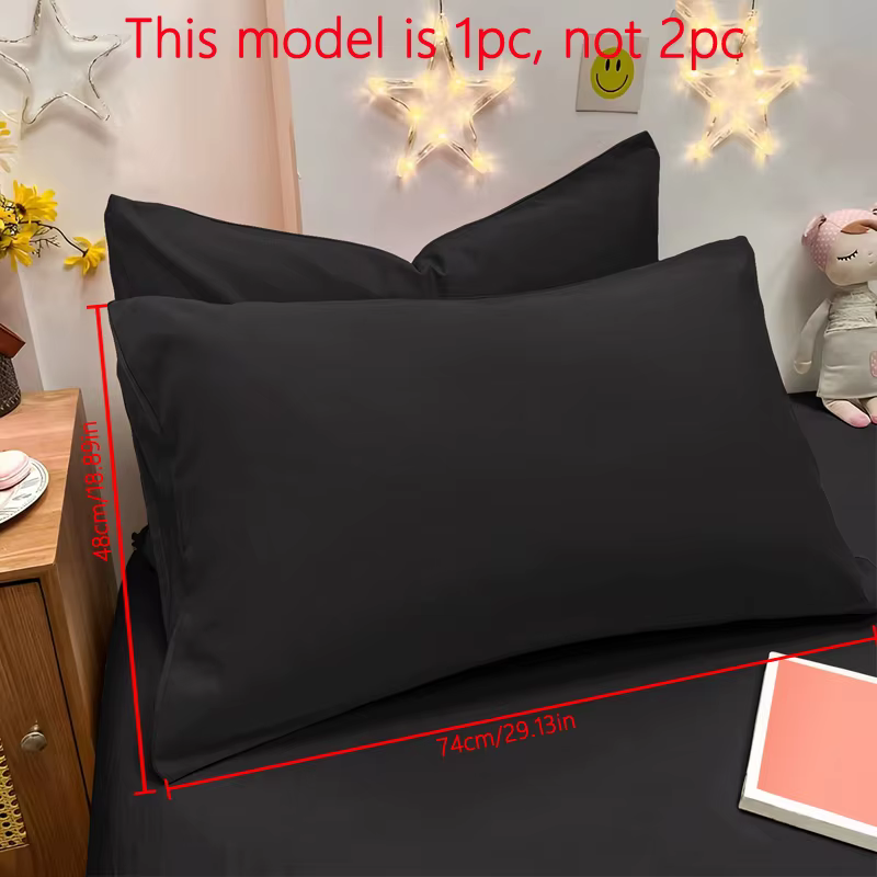 1 taie d'oreiller unie mate, taie d'oreiller douce à poche scellée pour chambre à coucher, literie