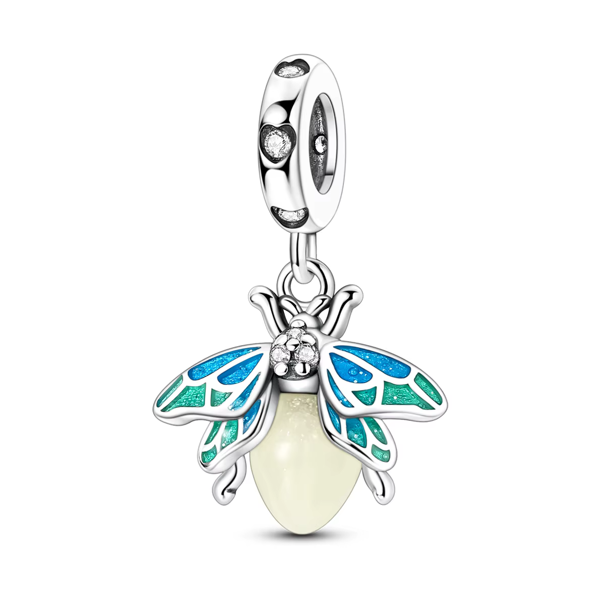 Breloque Luciole en Argent Sterling 925 Phosphorescente, Émail Bleu Vert, Perle Pendante pour Bracel