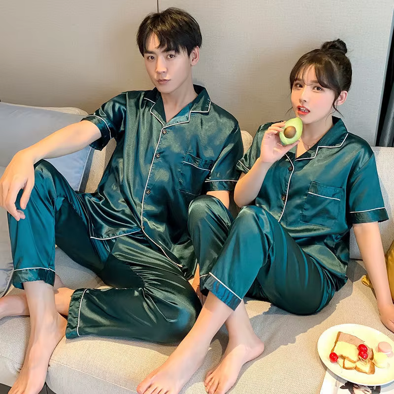 Ensemble de pyjamas assortis à manches courtes pour hommes et femmes, vêtements de nuit pour couples