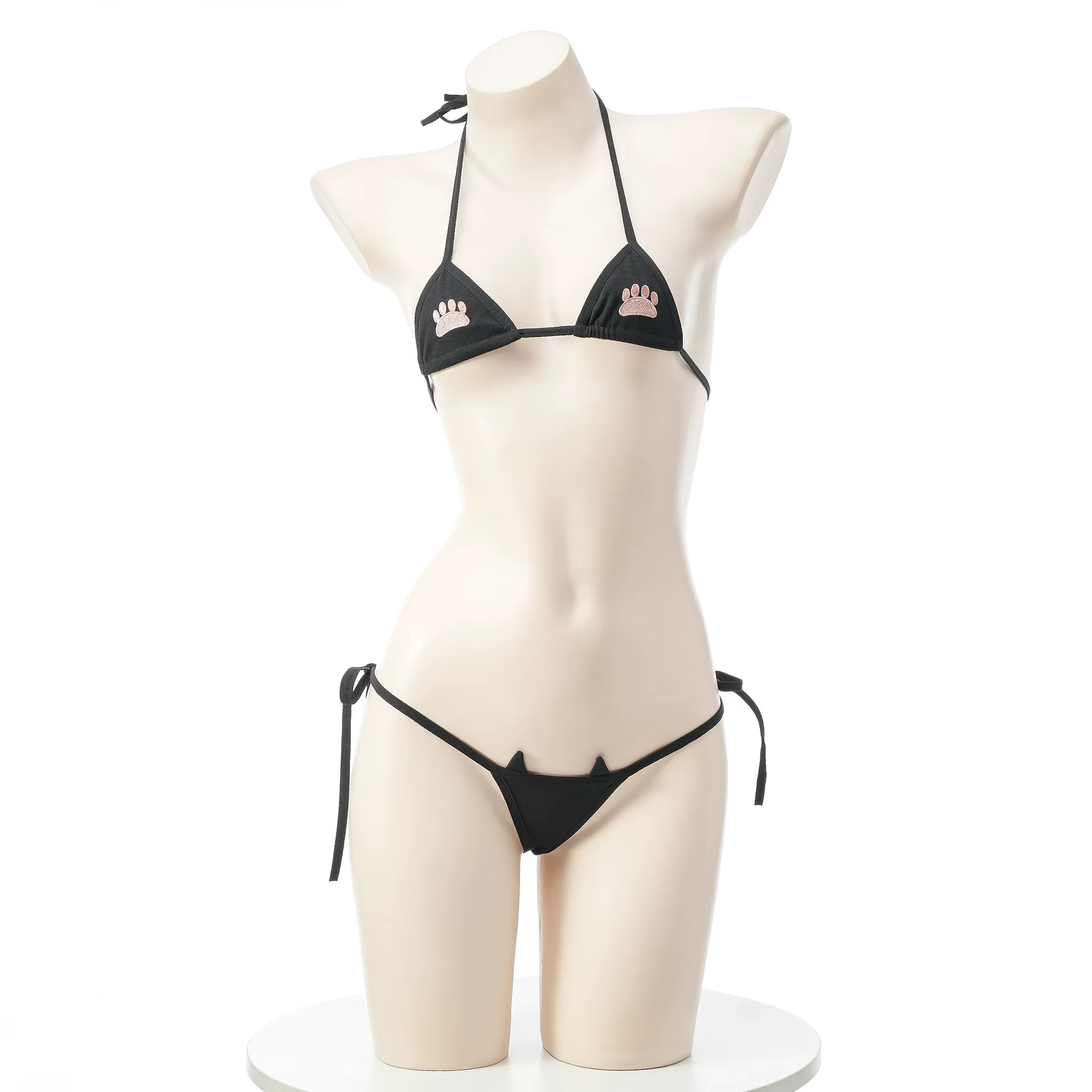 Ensemble de lingerie sexy japonaise Kawaii pour femmes, bikini imprimé griffes de chat, micro-soutie