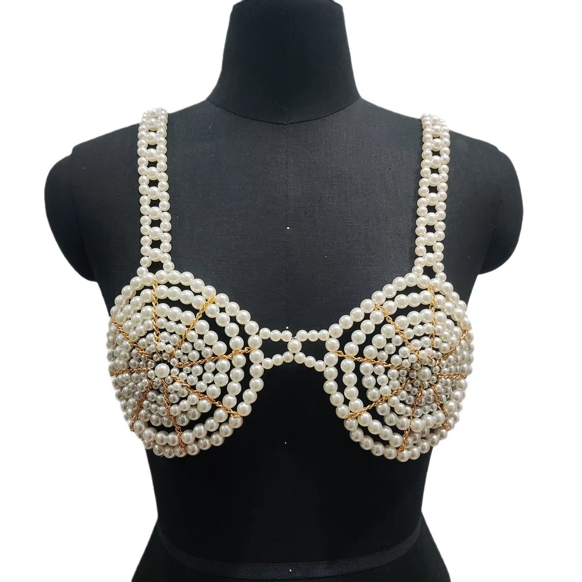 Soutien-gorge en perles de plastique pour boîte de nuit, style européen, haut court, bikini, camisol