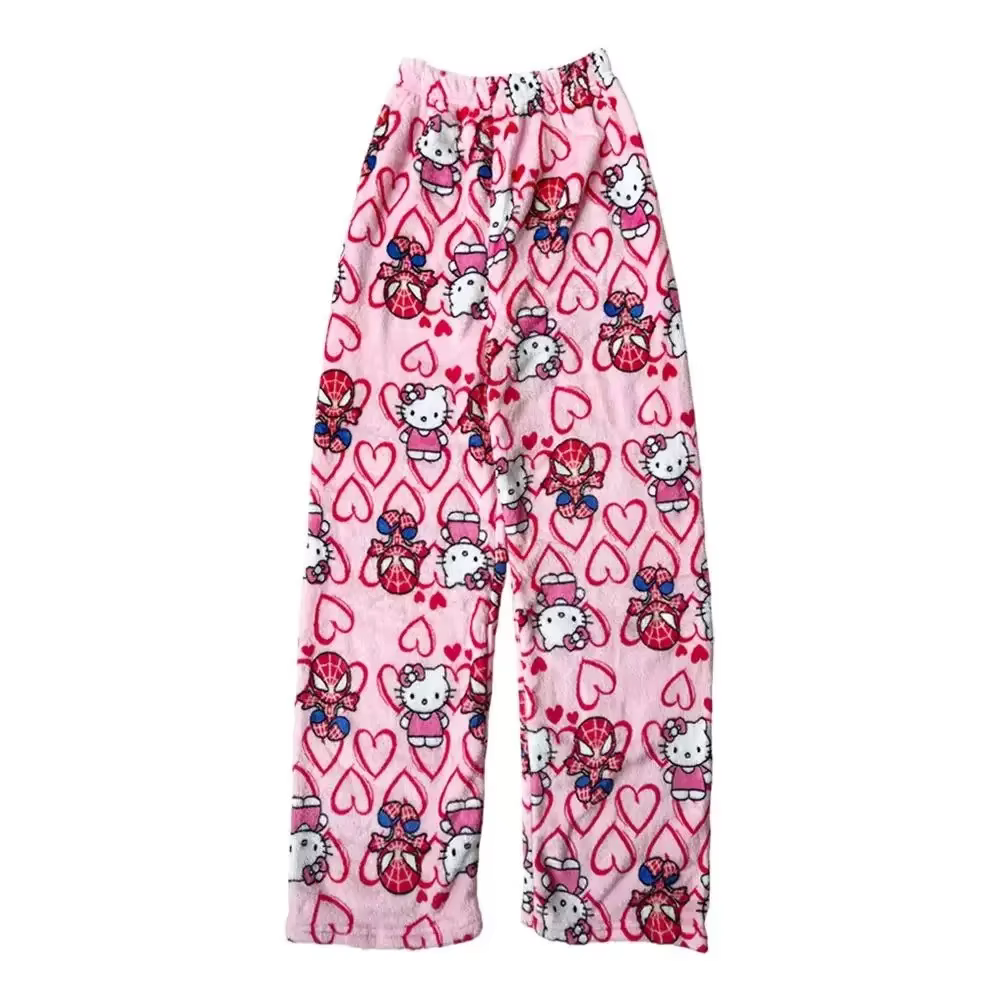 Nouveau pantalon de pyjama Y2K, pantalon de pyjama anime, pantalon décontracté en flanelle doux, pan