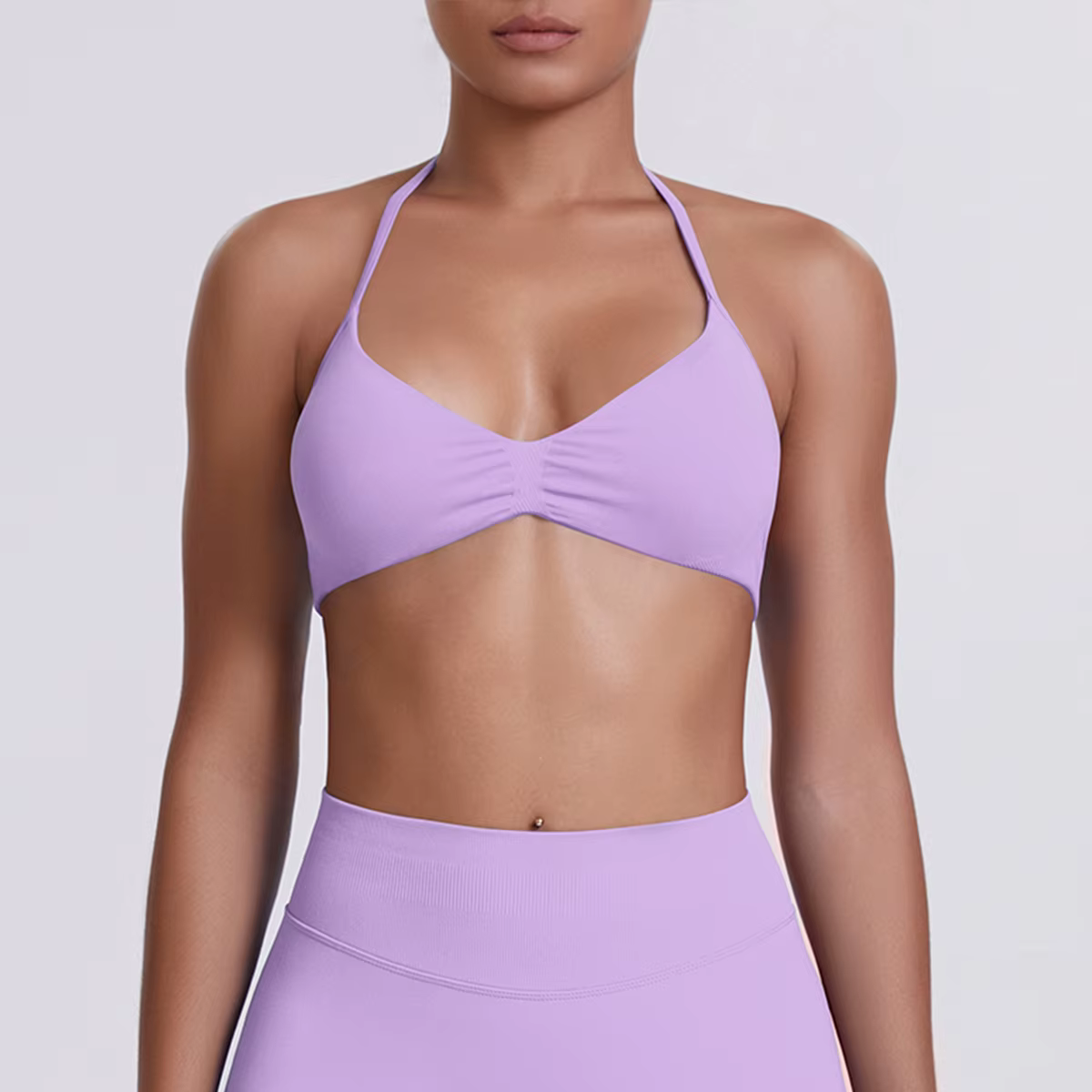 Soutien-gorge de Sport à bretelles pour femmes, haut de soutien, fines bretelles, col licou, sans co