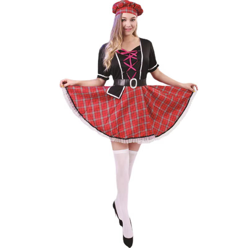 Adulte dames carnaval écossais National fille Costume carnaval National Performance scène Cosplay Co