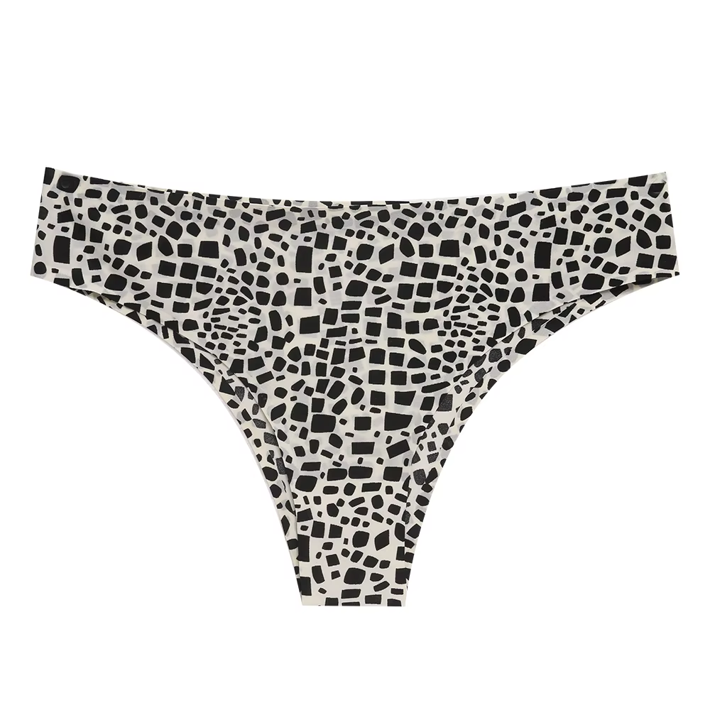 Ice Injong-Culotte brésilienne léopard pour femme, sous-vêtement sexy, doux pour la peau, bikini con