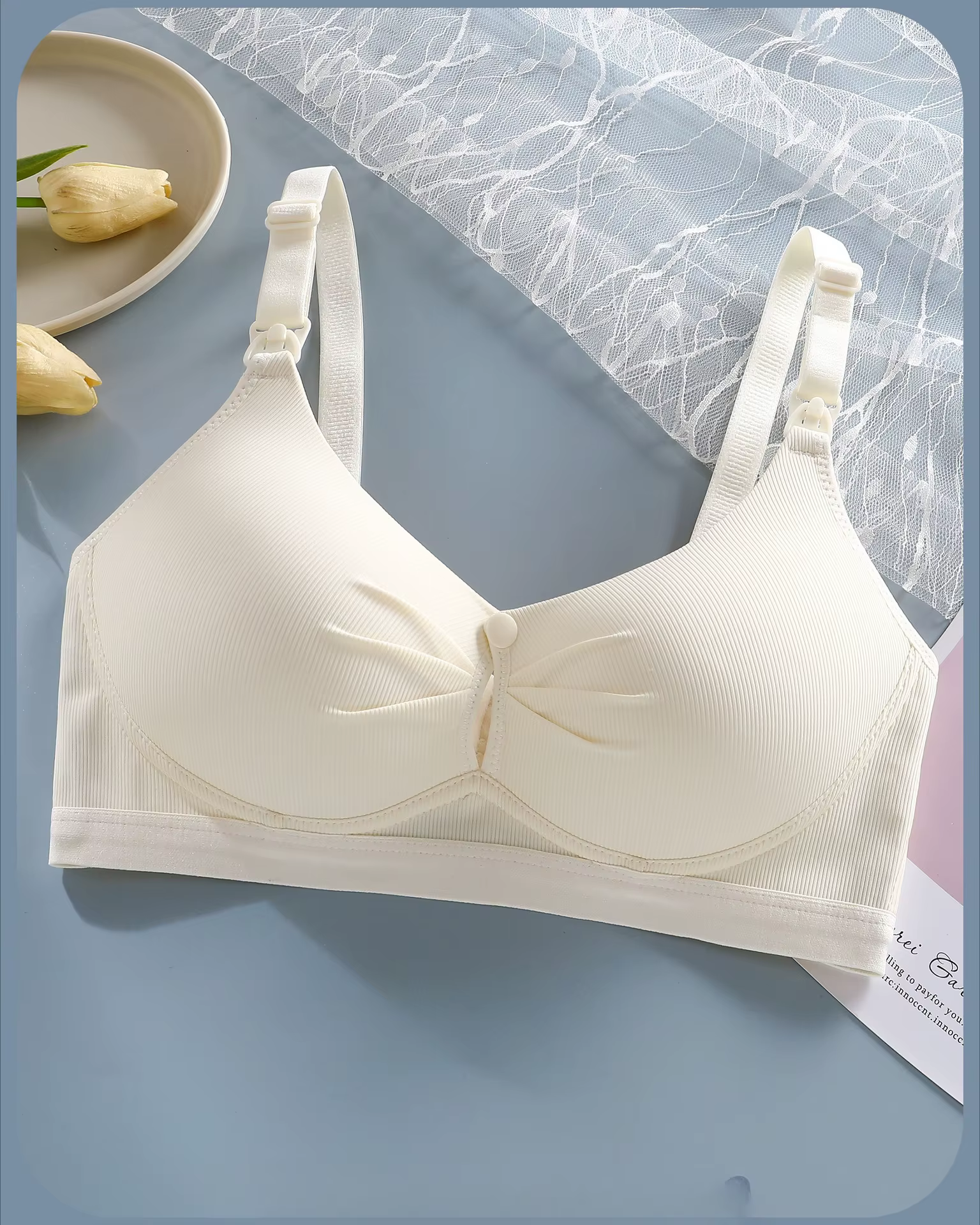 Soutien-gorge à armatures pour femme, à ouverture frontale avec boucle, bonnets fixes, confortable, 
