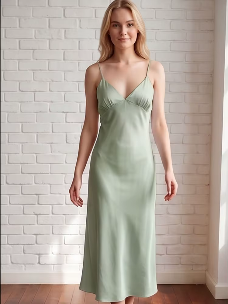 Robe longue en satin pour femme, idéale pour mariage, demoiselle d'honneur, avec bretelles ajustable
