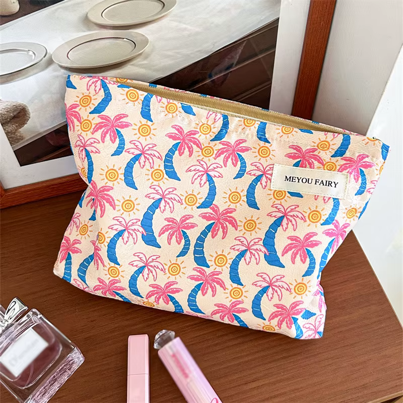 Trousse de Toilette Portable à Motif Palmier Tropical, Sac de Voyage pour Maquillage et Articles Div