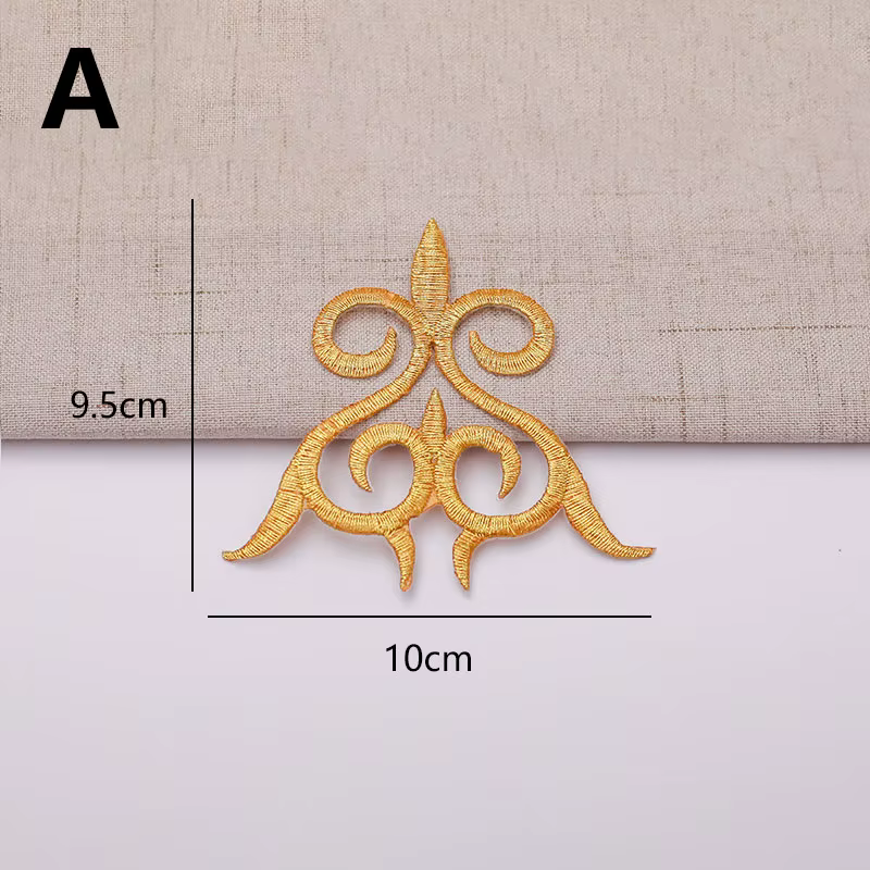 Patchs à repasser pour vêtements de cosplay, appliques de broderie en or et argent, garnitures en ti