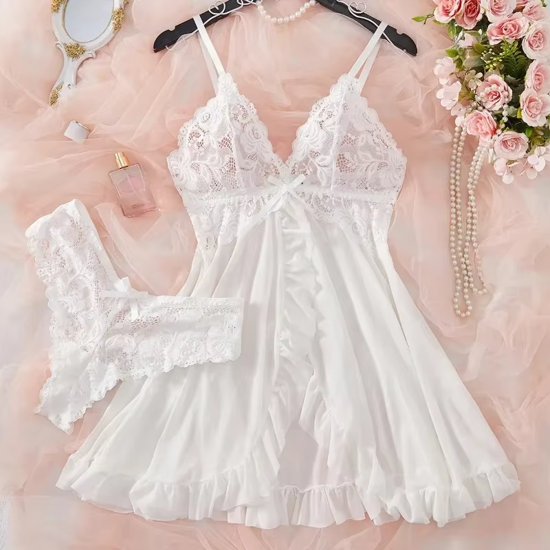 Ensemble de Lingerie Sexy pour femmes, soutien-gorge érotique, chemise de nuit, vêtements de nuit en