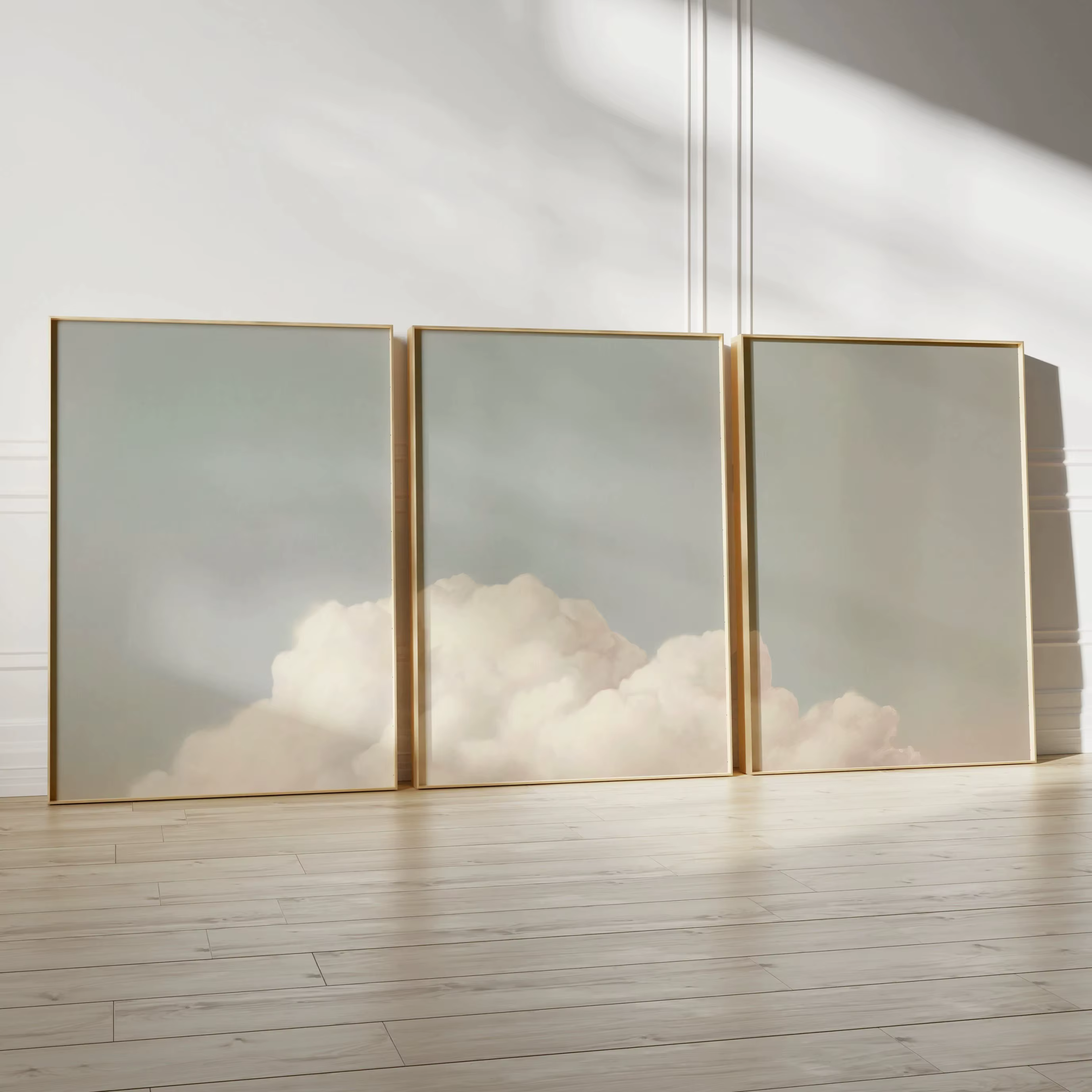Impressions d'art mural nuage fantaisie bleu, Art ciel abstrait minimaliste sur le lit, affiche en t