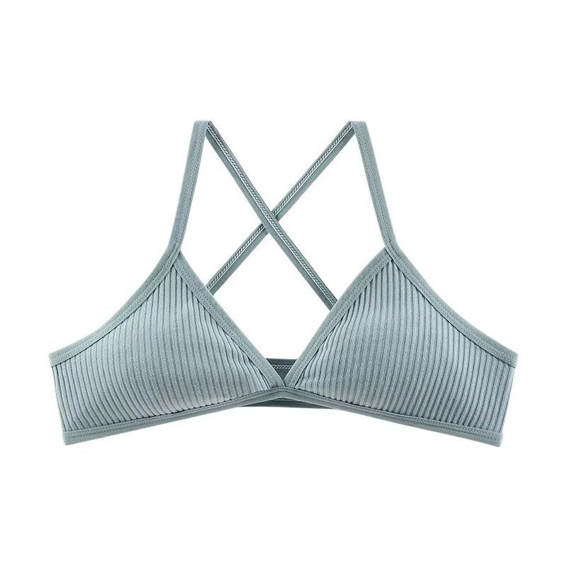 Soutien-gorge de sport confortable en coton pour femme, style français fin, bralette sexy à décollet