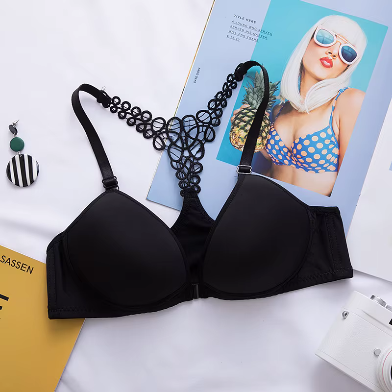 Soutiens-gorge push-up à fermeture avant pour femmes, soutien-gorge push-up, sous-vêtements croisés