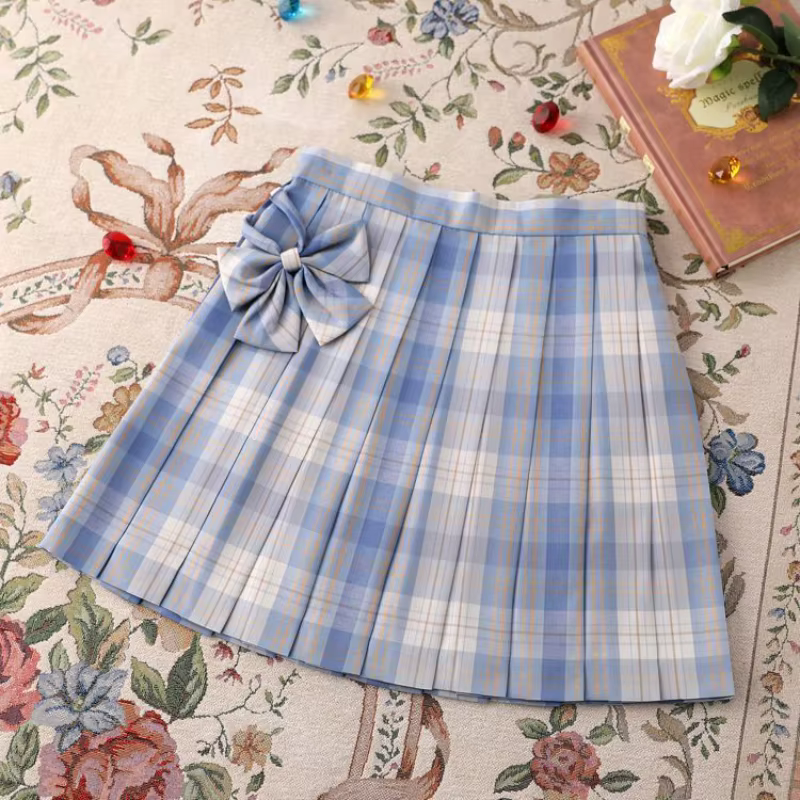 Zoki Jk-Mini jupe plissée à carreaux pour femme, taille haute, bouton sœur, jolie écolière japonaise
