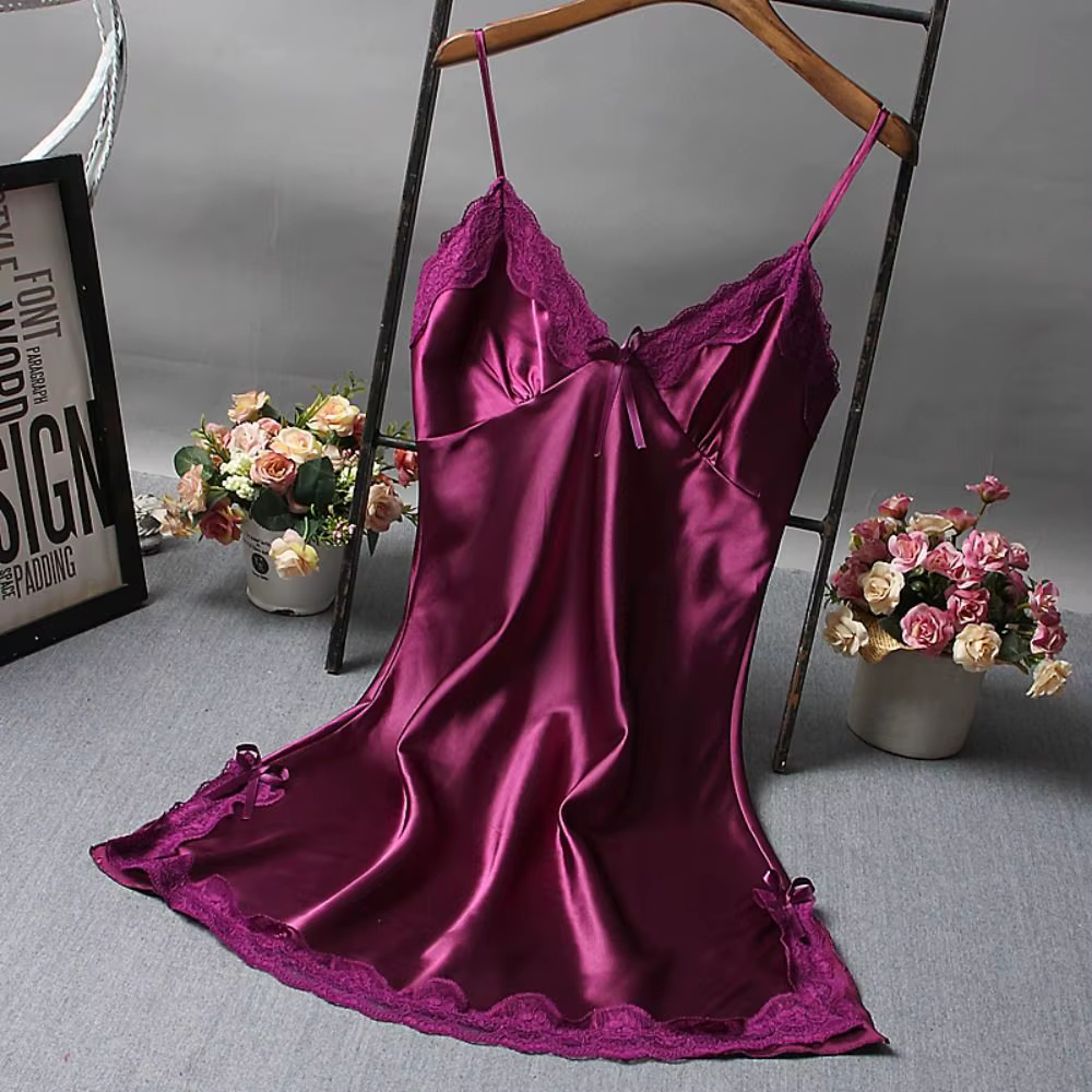 Sexy dentelle Patchwork Camisola Lingerie nuisette robe de mariée vêtements de nuit chemise de nuit 