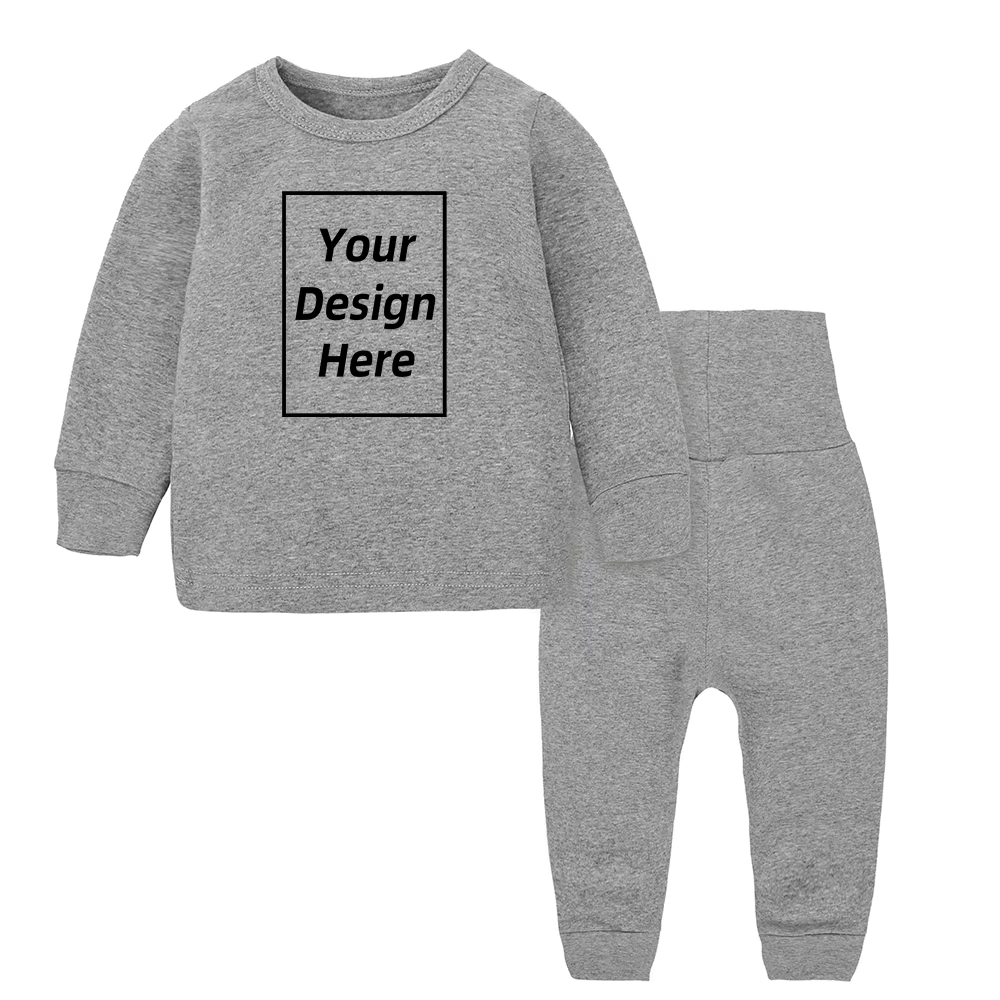 Ensemble pyjama en molleton personnalisé pour enfants, vêtements de nuit chauds d'automne en coton s