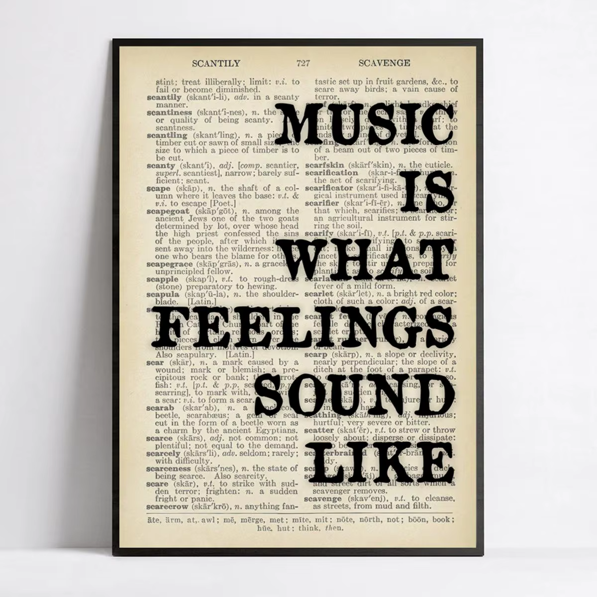 "La musique est ce que les sentiments sonnent comme" - Affiche sur toile avec citation inspirante, a
