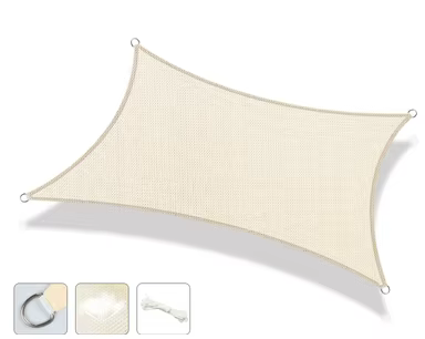 Voile d'ombrage rectangulaire en HDPE 3x4 m, couleur sable du désert, pour jardin, patio, piscine, a
