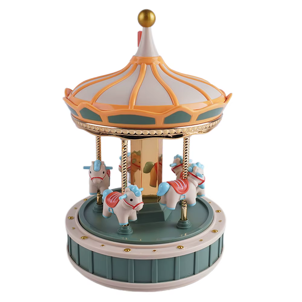 Boîte à musique carrousel avec lumière LED rotative, veilleuse romantique, jouet musical, cadeau d'a