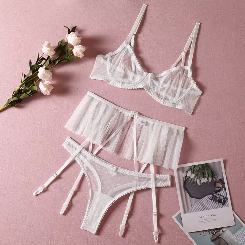 Ensemble de lingerie sexy en dentelle pour femmes, sous-vêtements, soutien-gorge et culotte, corset,