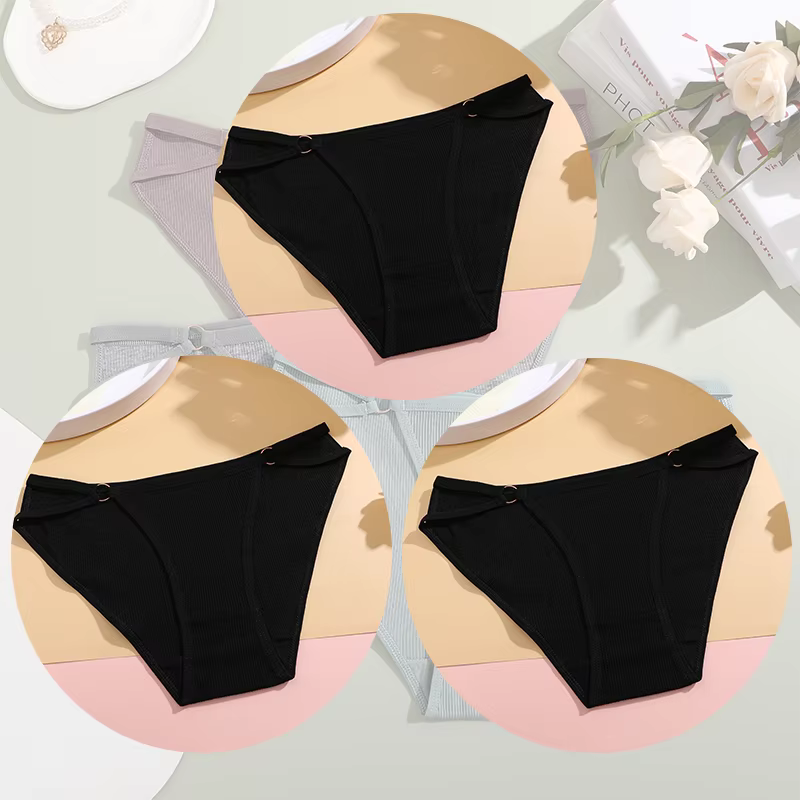 3 pièces culottes pour femmes sous-vêtements respirants Sexy Lingerie confortable slips rayés en cot