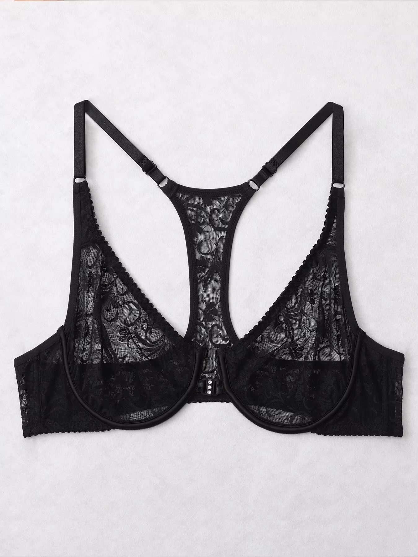 Soutien-gorge pour femmes à boutonnière avant, en dentelle, avec armatures, broderie élégante, dos m