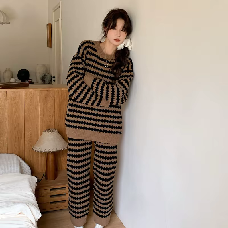 Pyjama épais pour femme, ensemble deux pièces en flanelle à carreaux, demi-polaire, chaud, manches l