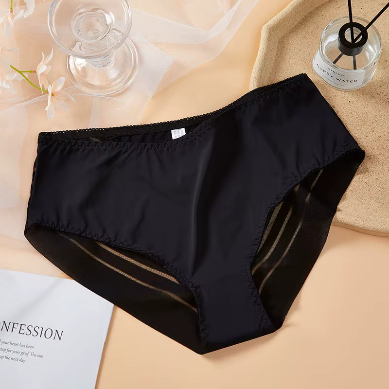Femmes taille moyenne culottes Sexy Transparent sous-vêtements élastiques dames sans couture mince s