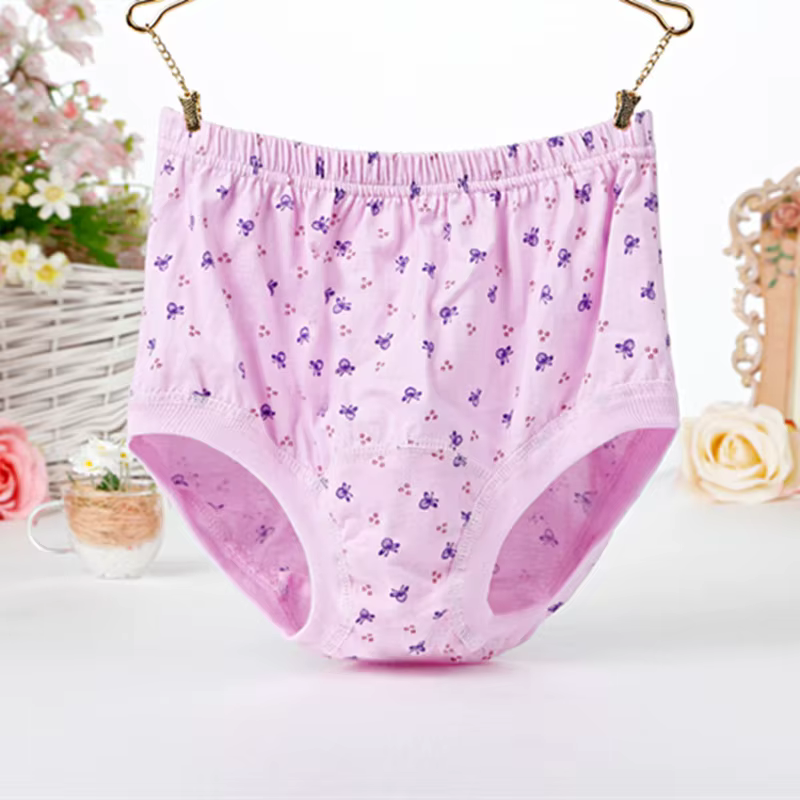 Culotte florale taille haute pour femmes d'âge moyen et hommes âgés, sous-vêtements en coton respira